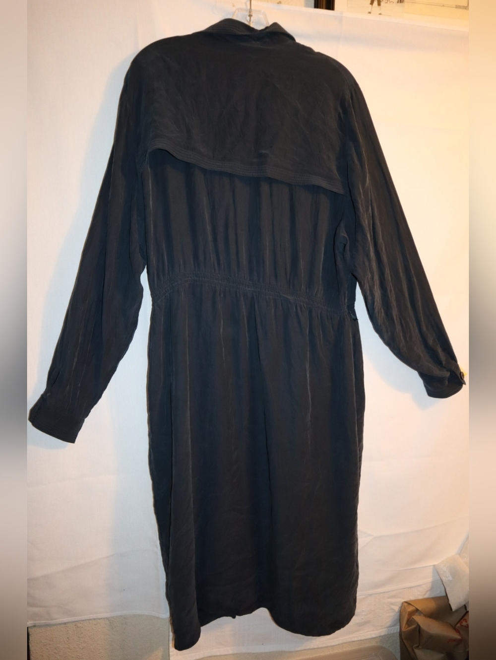 Fink Modell Grey Silk Buttoned Up Dress Midi Size 46 US 14 - Picture 5 of 10